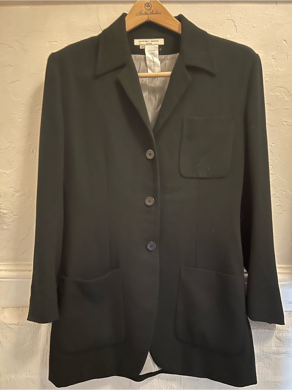 Vanessa Bruno Black Long Single-Breasted Blazer